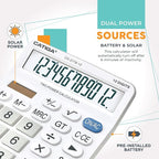 Premium Commercial 12-Digit Large Desktop Calculator with Huge 5-Inch LCD Display Screen, Giant Responsive Buttons, Battery and Solar Powered, Perfect for Home/Office Accounting Finance Use, CD-2776