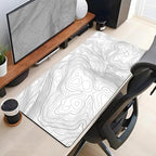 Mechanical Cattle Desk Mat Large Gaming White Mouse Pad Minimalist Topographic Map Desk Mat Extended XL Mousepad 31.5x15.7 in Anti-Slip Desk Pad Keyboard Mousepad Stitched Edges Large Mouse Pad Grey