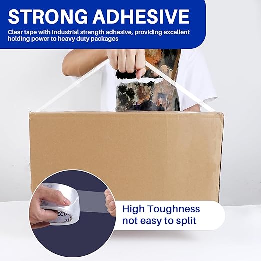 RAZCC Clear Packing Tape, 36 Rolls Heavy Duty Packaging Tape with Dispensers for Packing Shipping Moving and Sealing, Thicker Packing Tape-2" x 65 Yards Per Roll, 2340 Total Yards