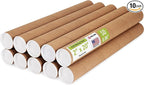 2" x 20" Reinforced Kraft Paper Mailing Tubes, Pack of 10 Tubes with 2 Caps Each – USPS Approved Poster Tube – Made in USA Cardboard Tube for Shipping and Storing Posters, Prints, Artwork, Documents