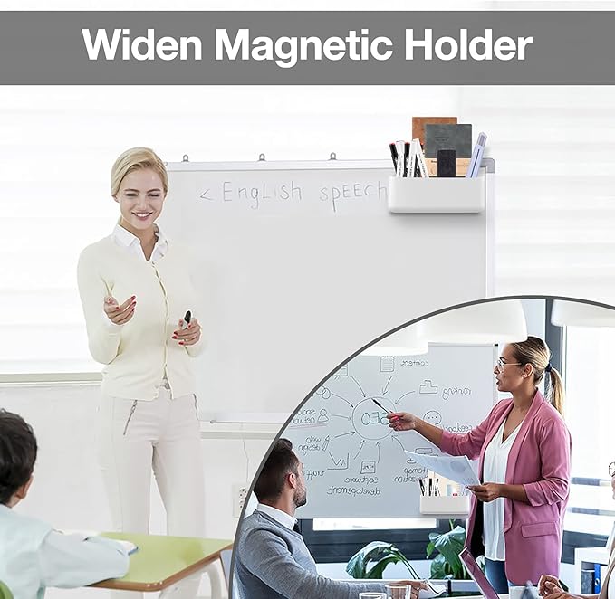 MoKo Magnetic Dry Erase Marker Holder, Widen Magnetic Marker Pen Storage for Whiteboard, Refrigerator, Locker, Laundry Storage Basket Lint Holder Bin for Dryer, Washing Machine, White