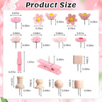 78 Pieces Push Pins Set Cute Thumb Tacks Decorative Flower Push Pins for Wall Cork Board Bulletin Boards with Storage Box（Pink Style）