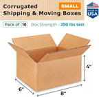 IDL Packaging - B-864-10 Small Corrugated Shipping Boxes 8"L x 6”W x 4"H (Pack of 10) - Excellent Choice of Strong Packing Boxes for USPS, UPS, FedEx Shipping