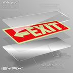 iSYFIX Exit Signs with Directional Left Arrow, Glow in the Dark, Photoluminescent Aluminum 12x4 Inch - 6 Pack, Laminated for UV & Weather Resistance, Ideal for Offices, Schools, Theaters & More