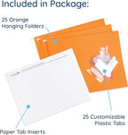 Blue Summit Supplies Hanging File Folders, 25 Reinforced Hang Folders, Designed for Home and Office Color Coded File Organization, Letter Size, Orange, 25 Pack