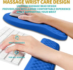Hokafenle 2 in 1 Ergonomic Mouse Pad Wrist Support & Wrist Rest for Computer Keyboard Set, with Relieve Carpal Tunnel Pain Massage Bulge and Full Memory Gel Design (2In1 Set, Dg Blue)