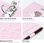 Ospelelf Mini 3 Ring Binder 5.5" x 8.5", 2 Inch Clipboard Binder with Dividers, Professional Leather Binders Organizer for Office, School, Pink