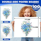 TUXIYA 100 Pack White Poster Board,13.5" x 17.5" White Poster Paper Bulk,250GSM/92LB Heavy-Weight Blank Poster Board for Arts,Craft,Projects Presentations,Drawing Scrapbooking