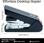 M&G Effortless Stapler 50 Sheet Capacity One-Touch Stapling, Heavy Duty Desktop Stapler Includes 1000 Staples and Remover, Portable Handheld Staplers for Home Office (Black)