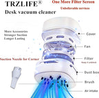 TRZLIFE Desk Vacuum Cleaner, Upgraded Mini Desktop Vacuum AA Battery More Durable Desk Accessory Sucks up Tiny Items and Crumbs from Desktop Drawer Countertop Ideal as a Valentine's Day Gift