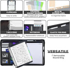 KLLVE Clipboard with Storage for Men Women, Leather Padfolio Portfolio with Zipper, 1 Inch 3 Ring Binder 5 Dividers, Notepad for Letter Size, Elastic Closure and Pen Loop, Card Slot Black
