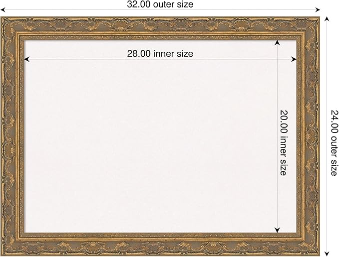 Amanti Art White Cork Board for Wall, 24x32 Vision Board with Gold Frame, Medium Corkboard Office Decor for Home Organization, Traditional Corkboard Pinboard to Display Items for Home Organization