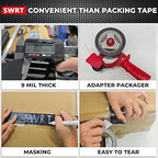 SWRT 9 Mil 5-Pack Black Heavy Duty Duct Tape Strong Adhesive, 2 in x 30 YD (Total 150YD) Duct Heavy Duty Waterproof All Weather Black Duct Tape No Residue Sealing & Patching for Indoor&Outdoor Repair