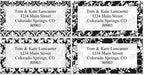 Colorful Images Elegant in Black Return Address Mailing Labels, Personalized with Names & Addresses, Set of 144 Custom Self Adhesive, Easy Peel Flat Label Sheets, 1-⅛ ”x 2-¼” Size