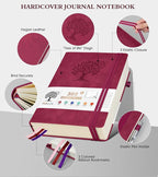 PERCUN B5 Lined Journal Notebook - 365 Page Large Leather Journals for Writing Women Men，Hardcover Notebook with 100Gsm Thick Pages，Daily Diary for Travel, Work，School，College Ruled (7.6" x 10.3")
