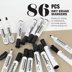 cloudriver Low Odor Dry Erase Markers Tank Style, 86 Count, Chisel Tip, Black Whiteboard Markers, Bulk Dry Erase Marker For Office, home and School Supplies