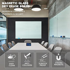 JYYPWB Glass Magnetic Dry-Erase Board - 48 x 36 Inches Hanging Glass Whiteboard for Wall, Large Frameless Magnetic White Board for Office, Home & School