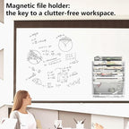 KZWKRG 6 Tier Magnetic File Holder, Large Capacity Mesh Hanging Wall Organizer Vertical Magnetic Hanging File Organizer, Magnetic File Folder Holder for File Cabinets, Office, Whiteboard (White)