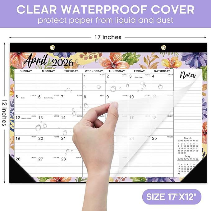 3 Pack of Desk Calendar 2026, 21 Months Calendar Runs from October 2025 to June 2027 - Large 17" x 12" Desktop/Wall Monthly Planner for Home School, or Office - Botanic Whimsy
