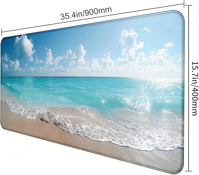 Beautiful Natural Scenery XL Mouse Pad Office Decoration Accessories Ocean Beach Anti Slip Gaming Mouse Pad 34.5x15.7 Inches