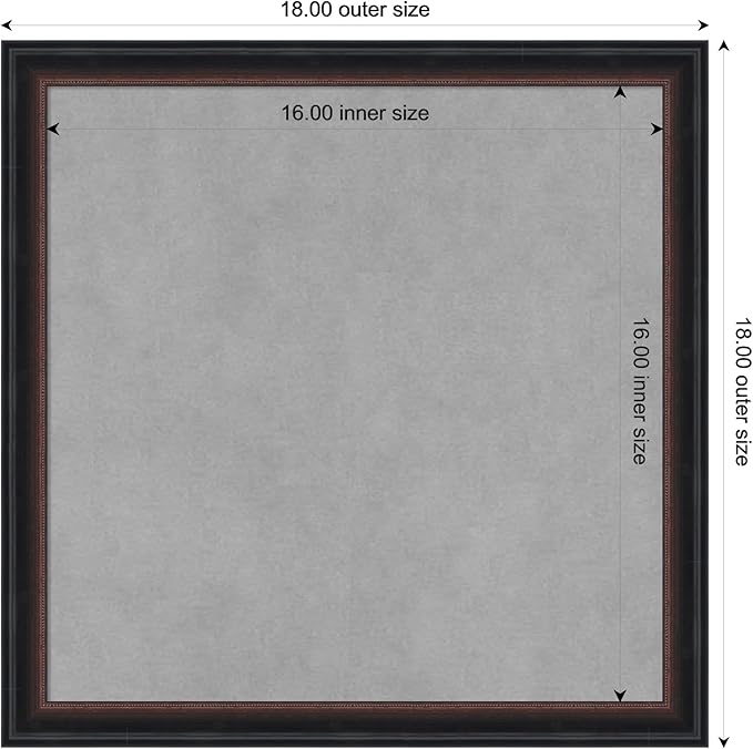 Amanti Art Black Framed Magnetic Board 18x18 Small Vision Board for use with Magnets, 100% Metal Sheet to Display Items as Office Decor or for Home Organization in mudroom, Kitchen or Kids Room
