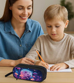 AnySmic Hedgehog Pencil Case for Boys Girls, Large Pencil Pouch for Kids, Polyester Big Capacity Pen Case with 2 Compartments, Double Zipper, Pen Bag Organizer