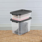 Sterilite 24-Pack Modular Stacker Box, Durable Clear Plastic Storage Bins with Latching Lids, 16 Quart - Stackable Organizing Container Boxes for Closet, Bathroom, and Office
