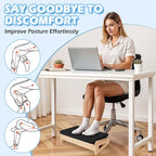 Ergonomic Bamboo Foot Rest for Under Desk, Dual Side Footrest with Reflexology Massager Roller, 5 Heights Adjustable Foot Stool, Ergonomic Leg Support to Relieve Lumbar, Back, and Knee Pain