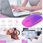 VssoPlor Wireless Mouse, 2.4G Slim Portable Computer Laptop Mouse with Nano Receiver Quiet Silent Optical Mice for Notebook, PC, Laptop, Computer-Gradient Purple