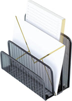 BLU MONACO Black Metal Mesh Letter Sorter | 3-Slot Mail Organizer for Desk, Office & Home | Vertical File & Envelope Holder with Non-Slip Base | Space-Saving Desktop Mail Organizer
