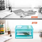 EASEPRES Paper Organizer Tray, 3 Tier Mesh Desk File Organizer Letter Sorter Holder for Home Office, Blue