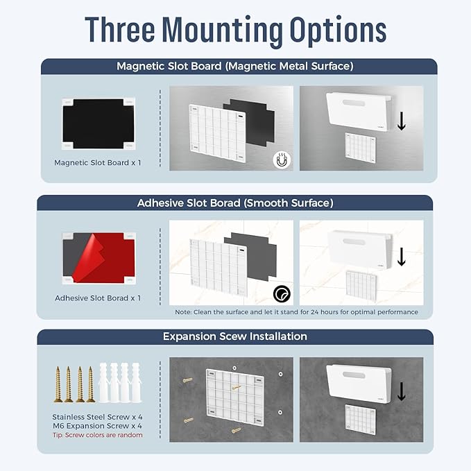 loukin Magnetic File Holder - Vertical Wall Mount Organizer for Whiteboard, Refrigerator, Office Wall, Documents, Letters (White)