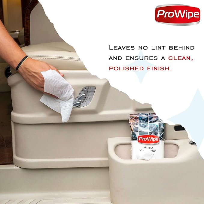 Prowipe Car Cleaning Wipes - Car Interior Cleaner, Dashboard Cleaner, 1x40 Count Residue-Free Wipes for Interior Surfaces, From Dashboard to Leather Seats, Must Have Accessories