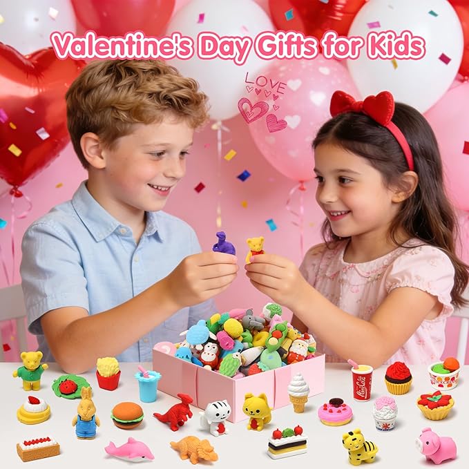 HINZER 100 Pack Animal Erasers for Kids Bulk Pull Apart 3D Puzzle Erasers Classroom Rewards and Prizes Class Treasure Box Kids Party Favors Back to School Supplies
