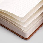 EMSHOI Lined Journal Notebook, 120 gsm Leather Hardcover with Sticky Notes & 256 Numbered A5 Pages – College Ruled Notebook for Writing, Work, School, Men, Women | 5.75”x8.38” – Brown