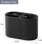 MEIBOOCH PU Leather Pen Holder for Desk, Small Remote Control Holder Pencil Cup Multifunctional Desktop Organizer Caddy for Home School Office Desk Accessories - 2 Compartments (Black)