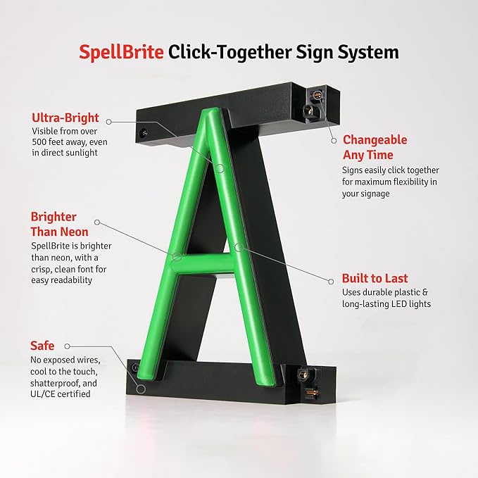 SpellBrite CASHIER Sign | Directional Sign with Neon Look, Green LED Light Source | 25.4" x 6.3"