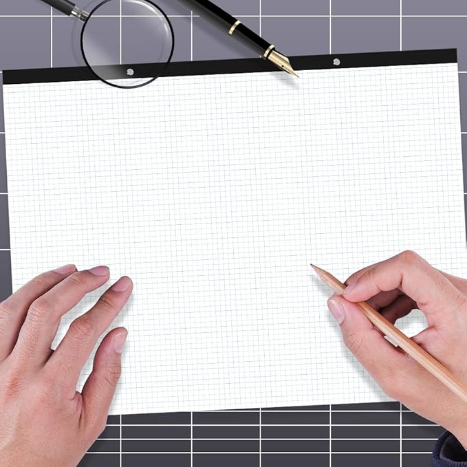 Large Engineering Graph Paper - 22" x 17" Grid Paper, 50 Sheets/100 Pages, 4"x4" Blue Grid Paper Pad Giant Drafting Pad Sketching Graph Paper for Engineer Architect Designer Mathematician Draftsman