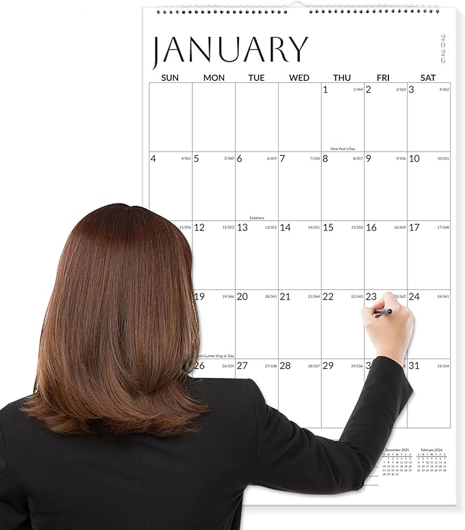 SUNEE Wall Calendar 2026 Extra Large 17"x27", 21 Month from October 2025 to June 2027, Vertical Large Monthly Calendar 2026-2027 for Wall, White