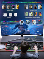 XXL Mouse Pad with Phone Holder, RGB Desk Mat with 15W Fast Charging, LED Large Gaming Mouse Pad with 11 Lights Colors, Long Mouse Pads for Desk, Waterproof Non-Slip Gaming Pad for Gamer Esports Pros