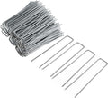 FEED GARDEN 10 Inch 50 Pack Galvanized Landscape Staples 11 Gauge Anti-Rust Garden Stakes Landscaping Fabric SOD Pins Yard Stakes for Weed Barrier Fabric