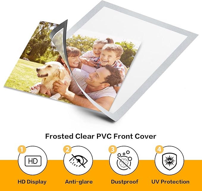 VAIIGO 5Packs Magnetic Frames for Refrigerator - 8.5x11 Magnetic Sign Holder with Metal Surface - File/Paper/Document Holder & Photos/Picture/Poster Frame for Home/Office (Silver)