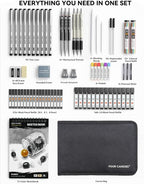 Four Candies 73PCS Advanced Art Supplies Drawing Kit with Fineliner Pens, Mechanical Pencils, 3-Color Sketchbook, Charcoal Sticks,Pastels for Sketching Drawing Comics Gifts for Professionals Artists