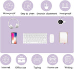 PU Leather Desk Pad Protector Gaming Mouse Pad Non Slip Desk Mat for Keyboard and Mouse Waterproof Desk Writing Pad for Office and Home Desk Accessories(Purple, 47.2 * 17.7)