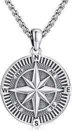 Compass Necklace for Women Men 925 Sterling Silver Pendant Urn Necklaces for Ashes Picture Locket Necklace Anchor Necklace Viking Necklace Crystals CZ Moonstone Abalone Shell Turquoise Compass Jewelry