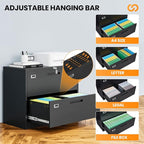 AFAIF 2 Drawer File Cabinets for Home Office, Metal Filing Cabinet with Lock, Black Locking File Caninet Two Drawer, Office Storage Caninets Steel Cabnet for Letter/Legal/A4/F4-Assembly Required