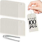 100 Pieces Plastic Shipping Tags with Wires Blank Labeling Tags Waterproof Hang Tags with Reinforcement Hole Durable Wire Tags Labels Stacking Tags for Equipment Parts (Grey, 4 3/4" x 2 3/8")