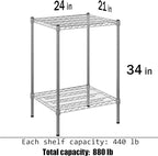 Regal Altair 21" Deep x 24" Wide x 34" Height Wire Shelving Kit | 2-Tier | NSF Commercial Storage Rack Unit