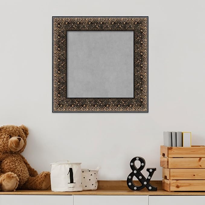 Amanti Art Black Framed Magnetic Board 17x17 X-Small Vision Board for use with Magnets, 100% Metal Sheet to Display Items as Office Decor or for Home Organization in mudroom, Kitchen or Kids Room