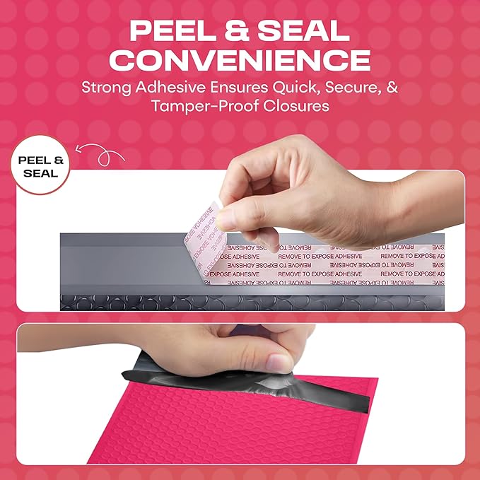 Fuchsia Small Poly Bubble Mailers 6x10 inch #0 | Self Seal Padded Envelopes | Cushioned Bubble Mailer | Usable Size 6x9 | WaterProof | Lightweight mailing Shipping Bags | 250 Pack Bulk | Made in USA